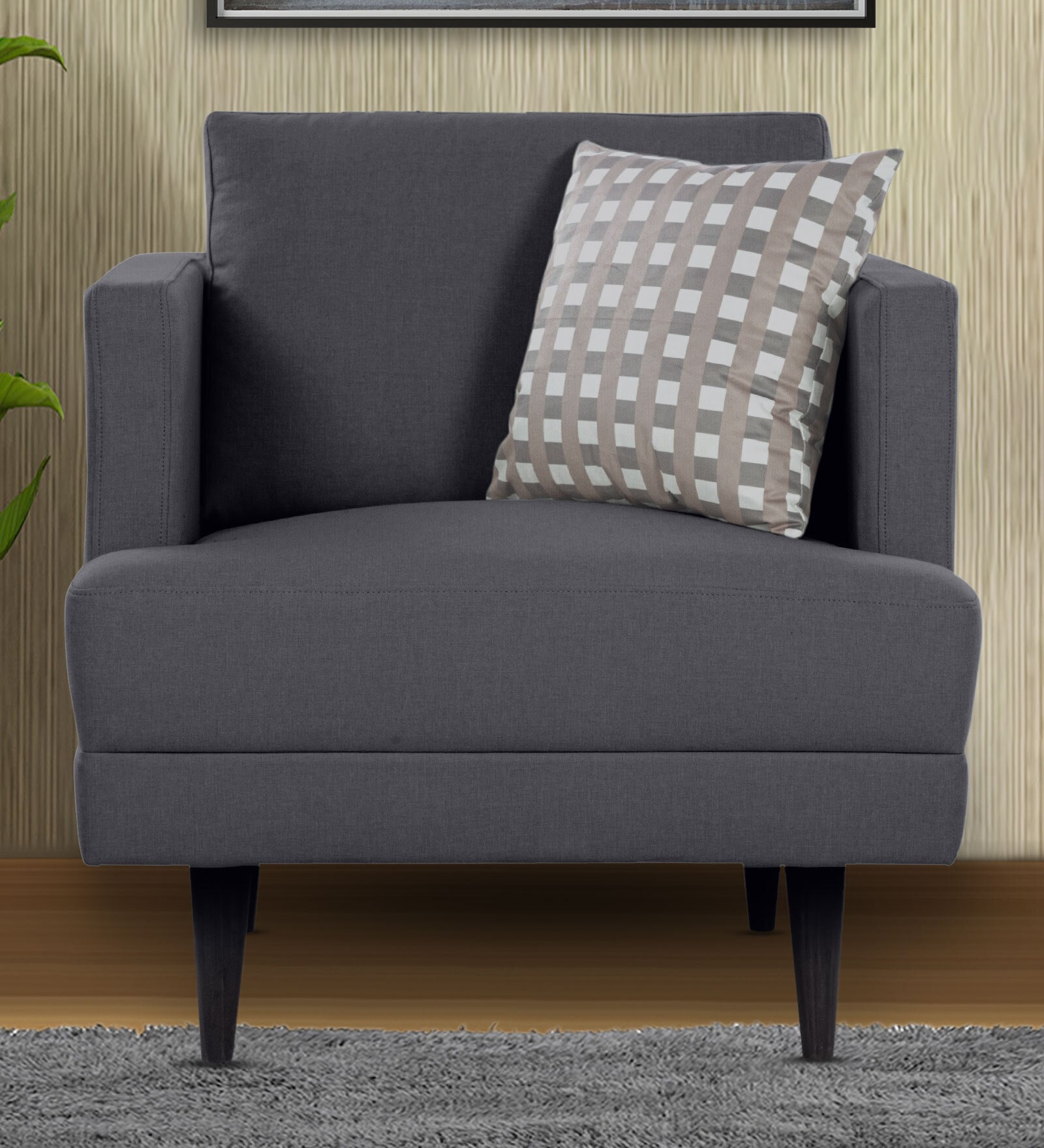 Pescara Velvet 1 Seater Sofa in Grey Colour