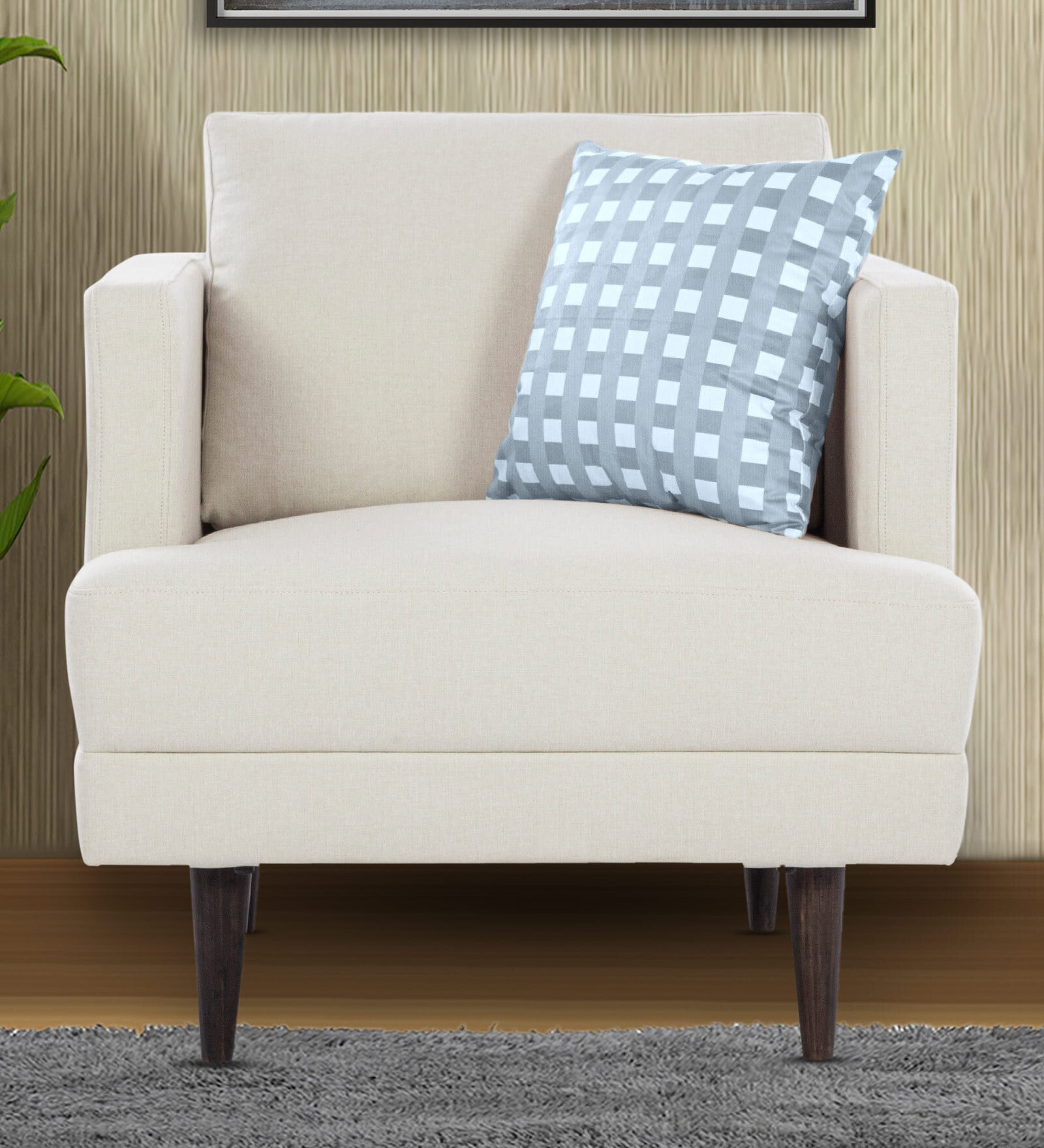 Pescara Velvet 1 Seater Sofa in Ivory Colour