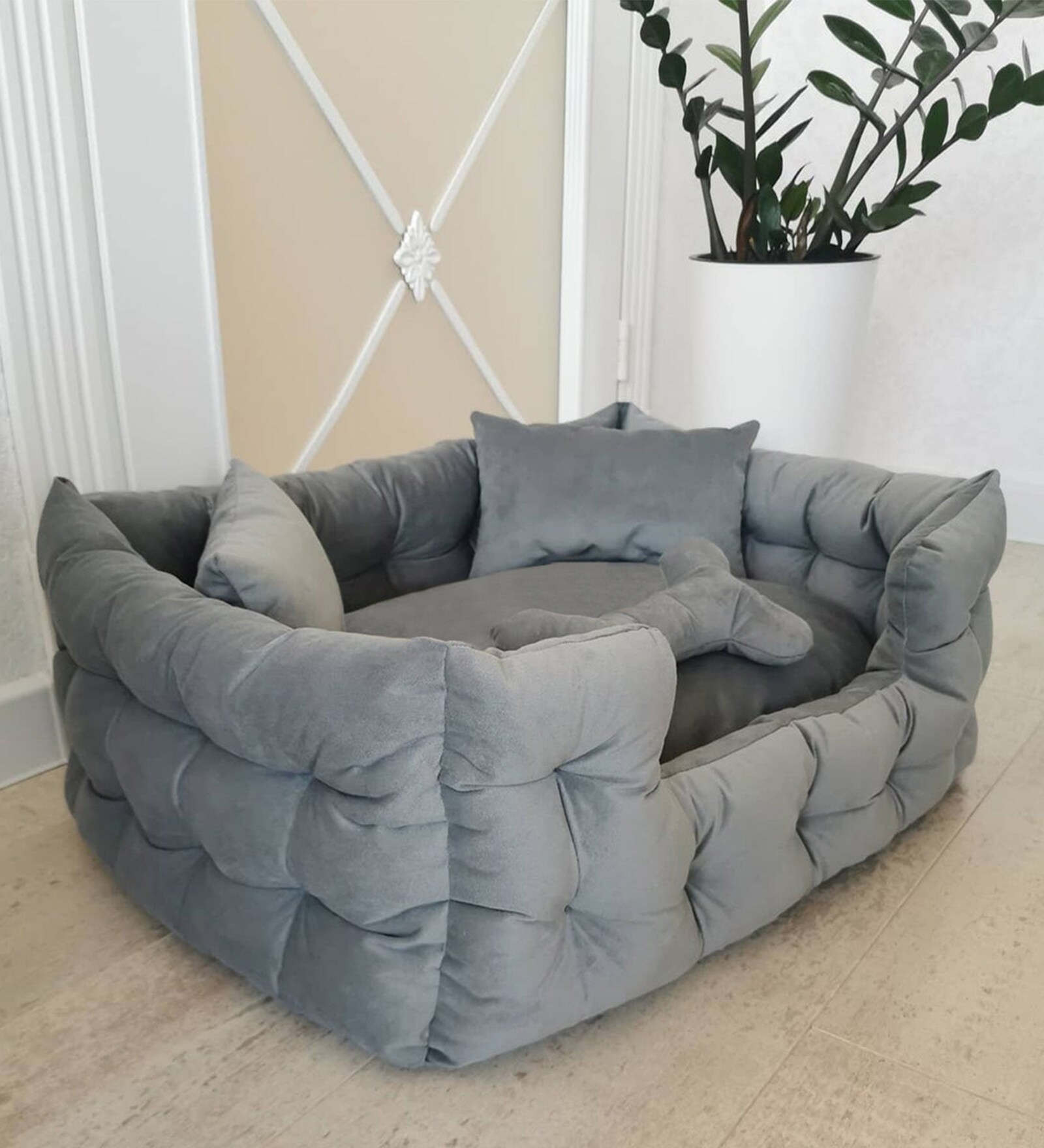 Buy Lounger Large Grey Cotton Pet Bed at 67 OFF by Hiputee Pepperfry