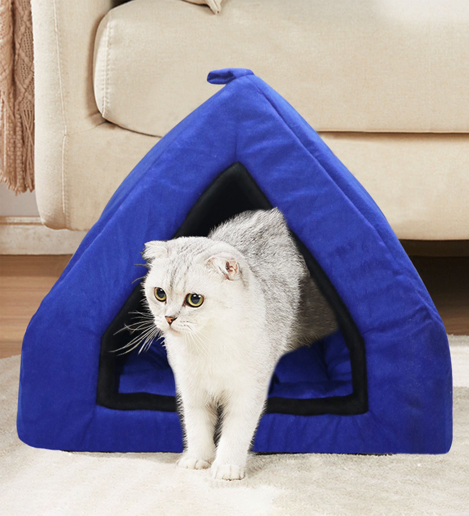 Hut- Small Blue & Black Fabric Pet Hut