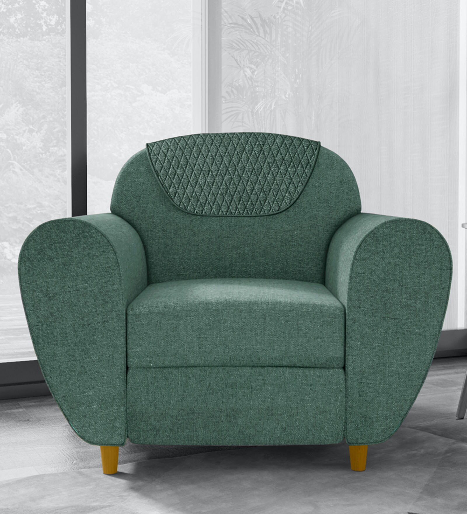 Petal 1 Seater Sofa in Sea Green Colour