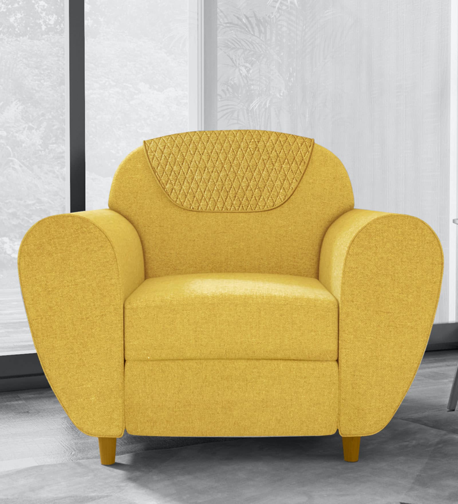 Petal 1 Seater Sofa in Sunshine Yellow Colour
