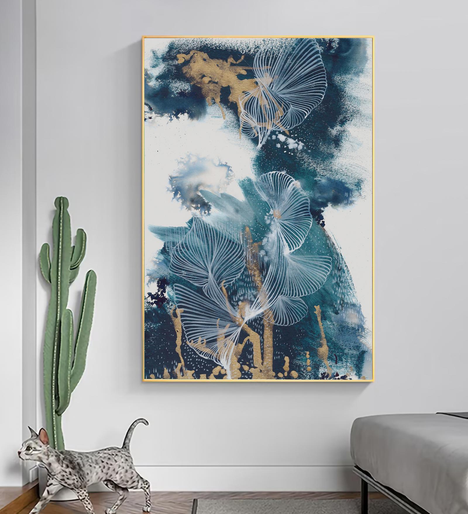 Petal Blue Synthetic Wood Wall Art