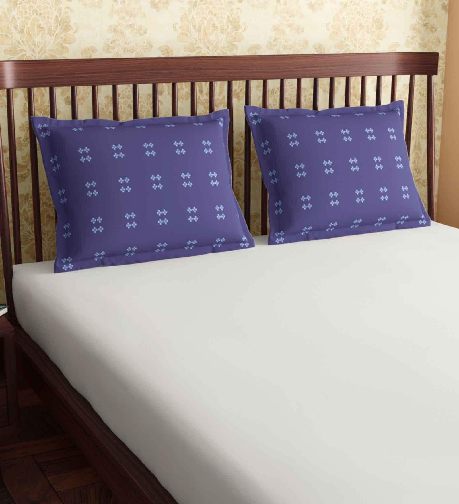 Blue Geometric Cotton 18 x 27 Inches Pillow Covers (Set of 2)