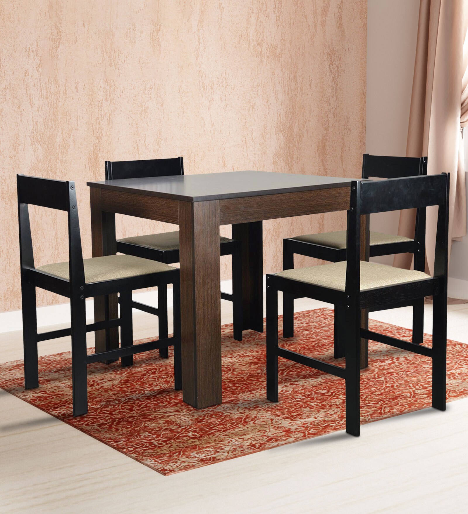 Buy Peter Four Seater Square Dining Table with Chairs in Wenge Finish ...