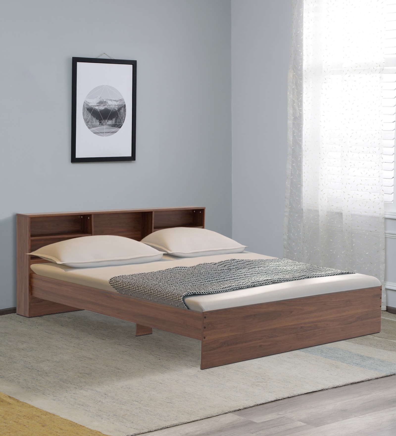 Petra King Size Bed In Columbian Walnut Colour
