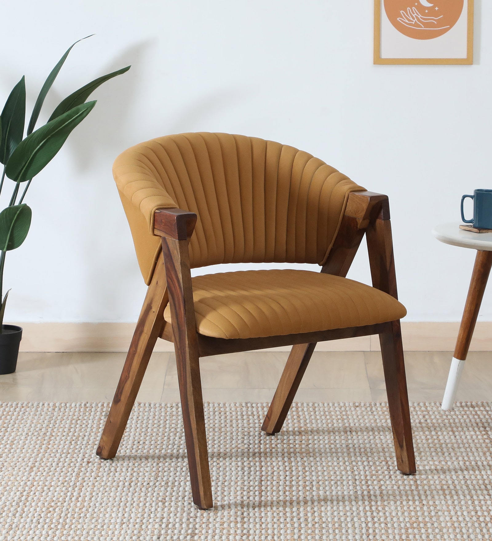 Petra Sheesham Wood Arm Chair In Scratch Resistant Provincial Teak Finish