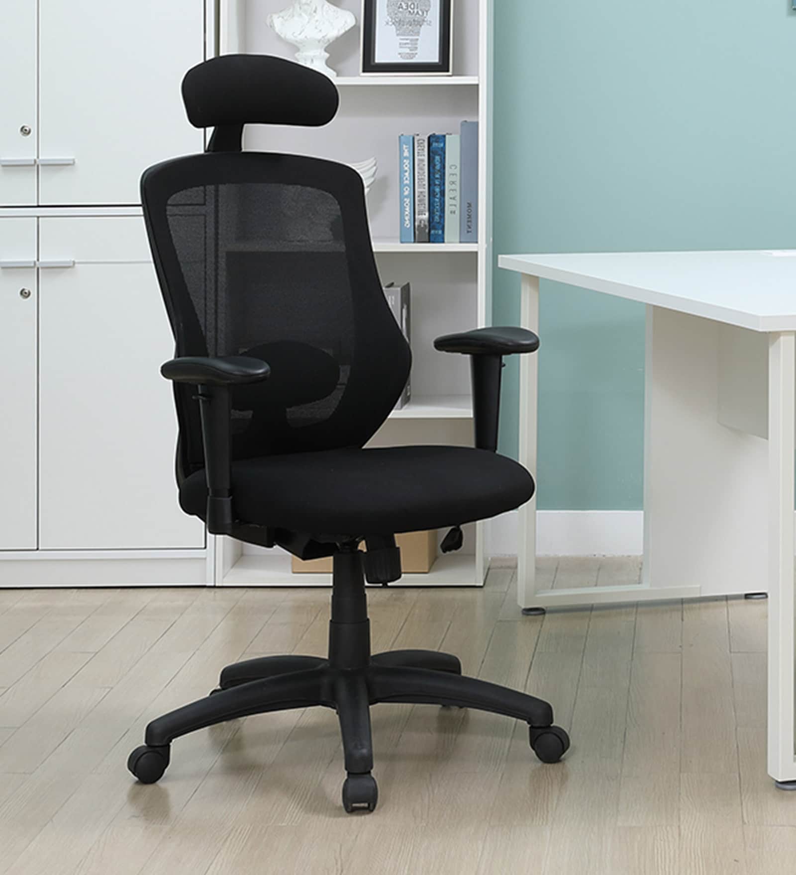 Petrillo Fabric Ergonomic Chair In Black Colour