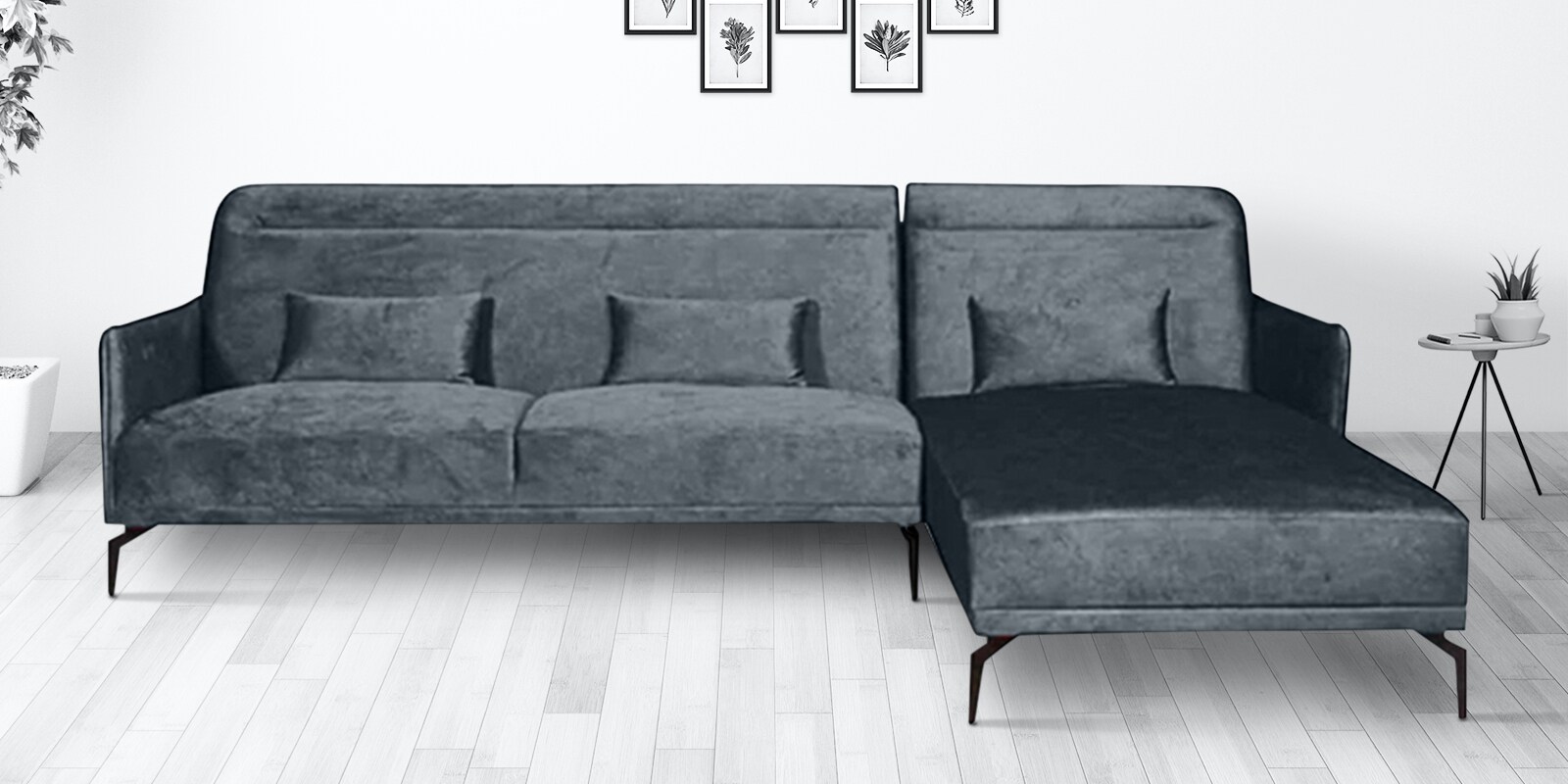 Pearl LHS 3 Seater Sofa with Lounger in Grey Colour