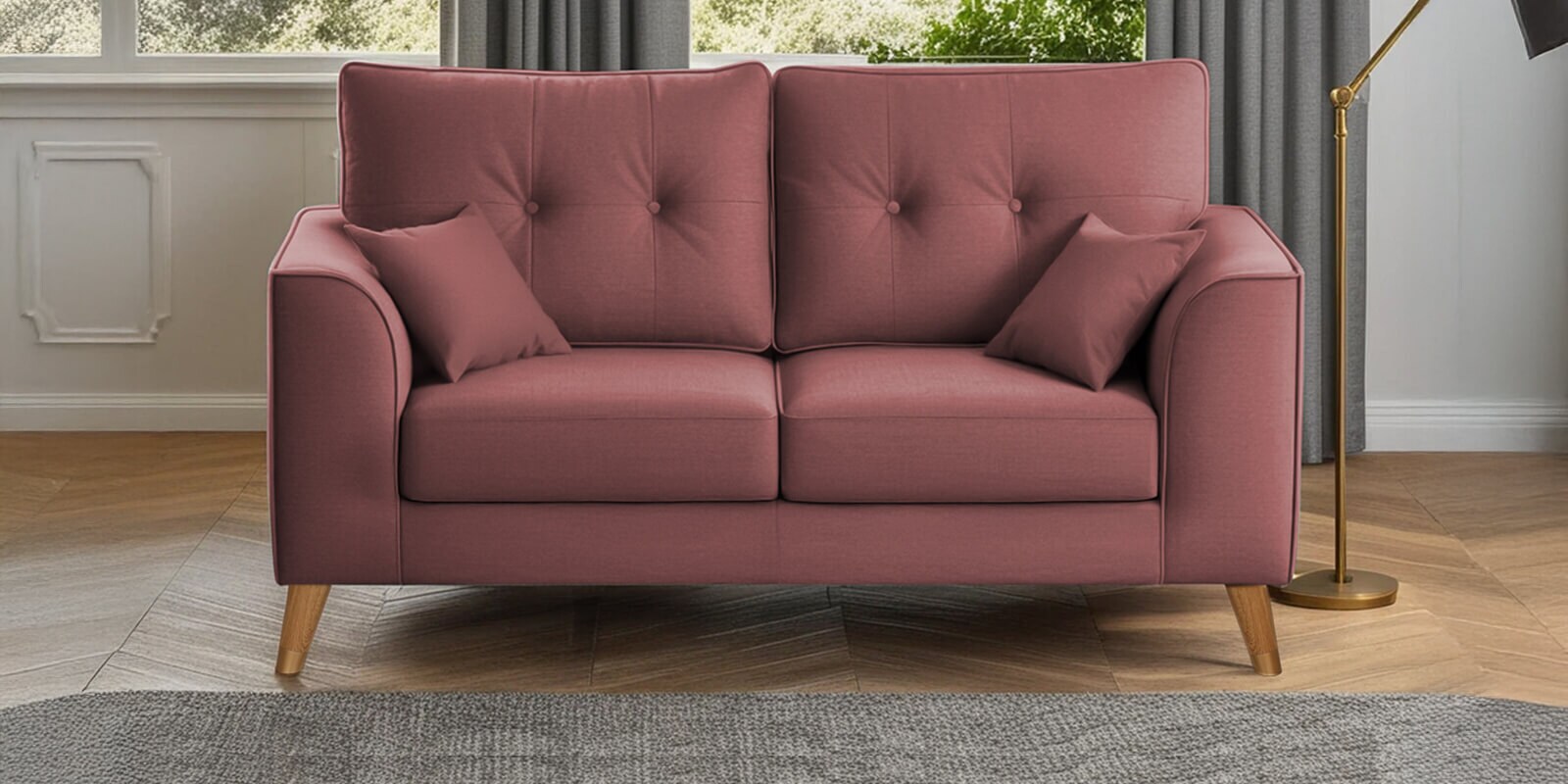 Pedro  Velvet 2 Seater Sofa In Wine Colour