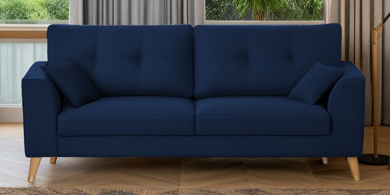 Pedro  Velvet 3 Seater Sofa In Blue Colour