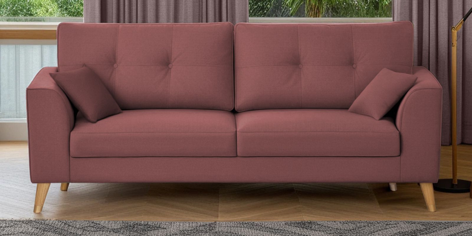 Pedro  Velvet 3 Seater Sofa In Wine Colour