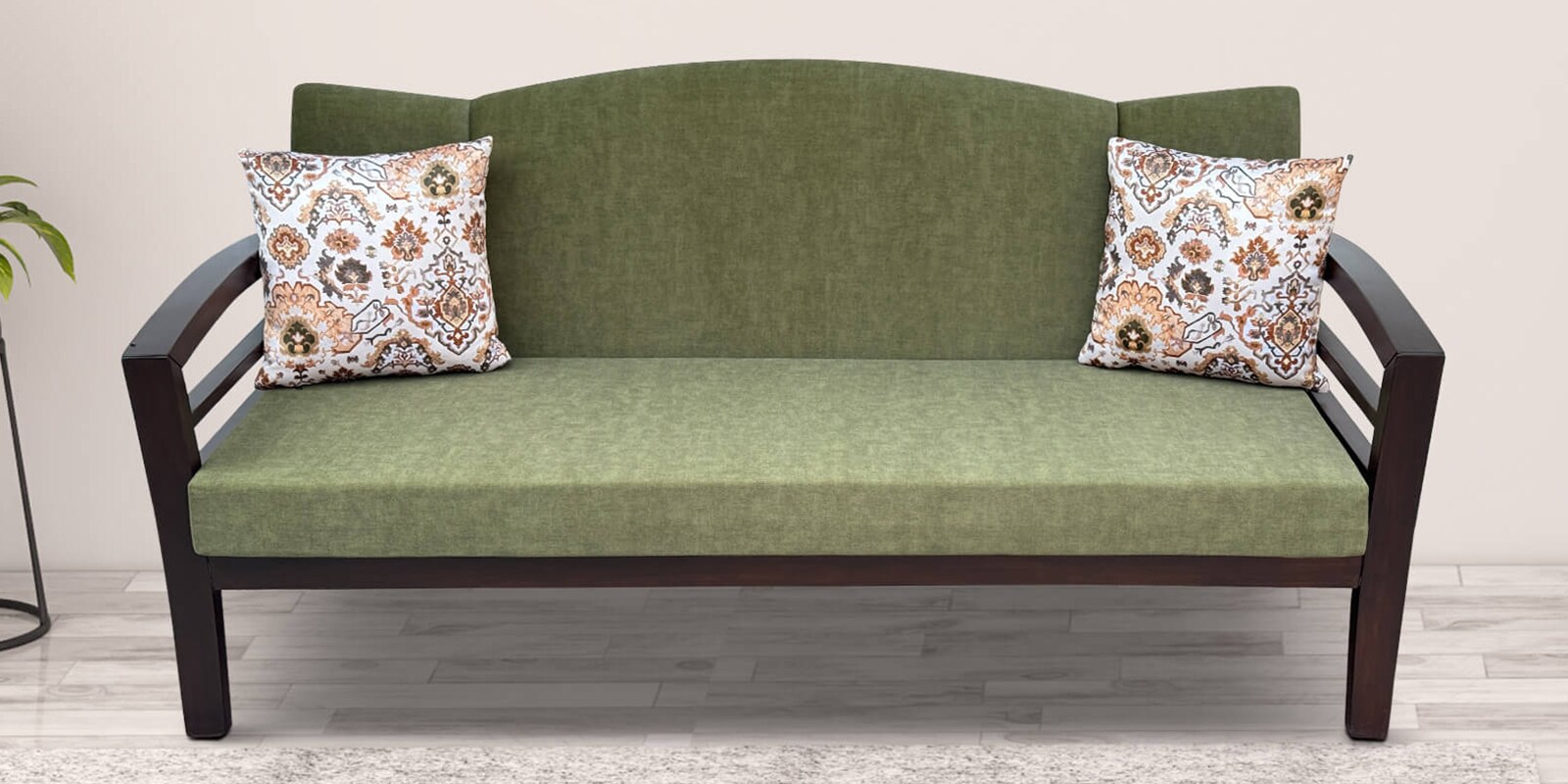 Peppy 3 Seater Sofa In Dark Walnut Finish