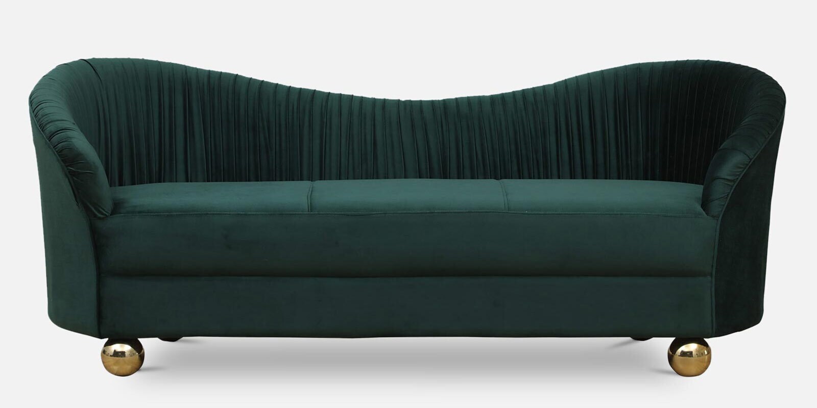 Enrico Velvet 3 Seater Sofa In Green Colour