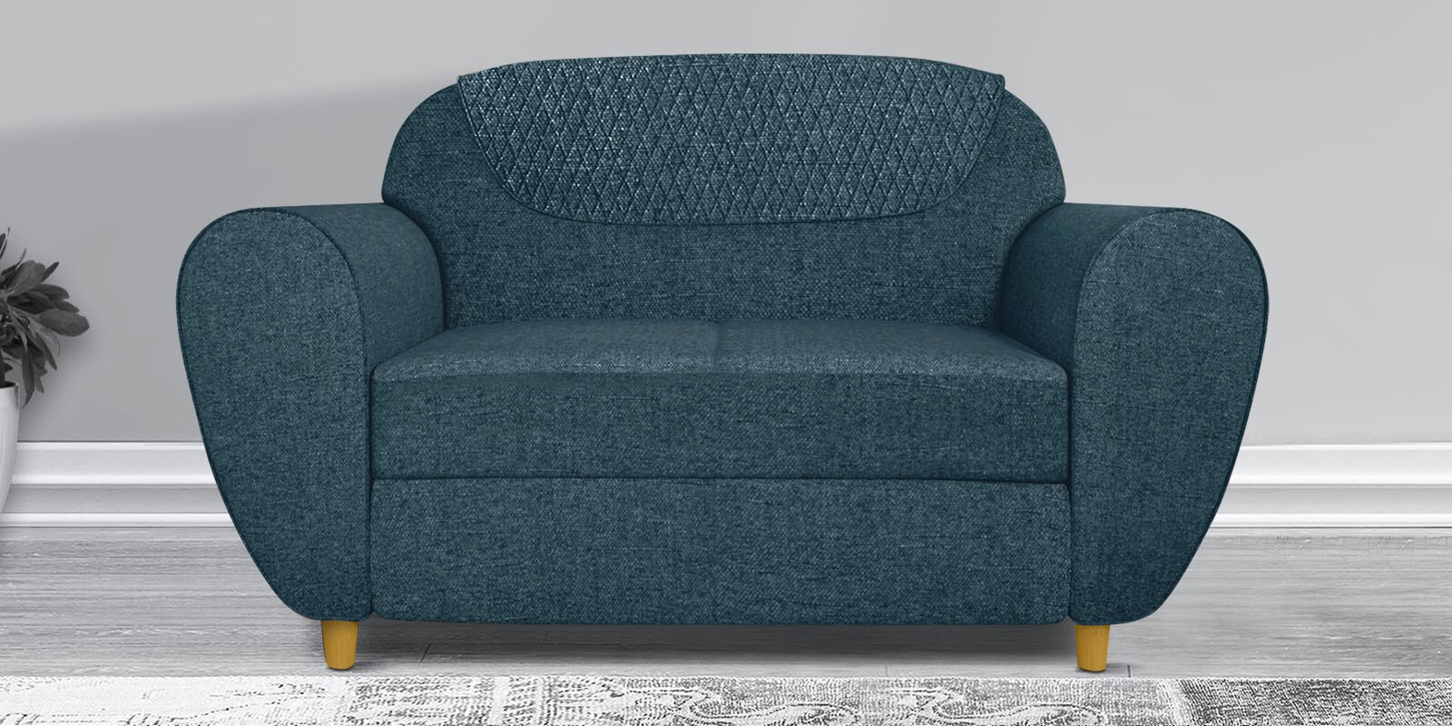 Petal 2 Seater Sofa in Ink Blue Colour