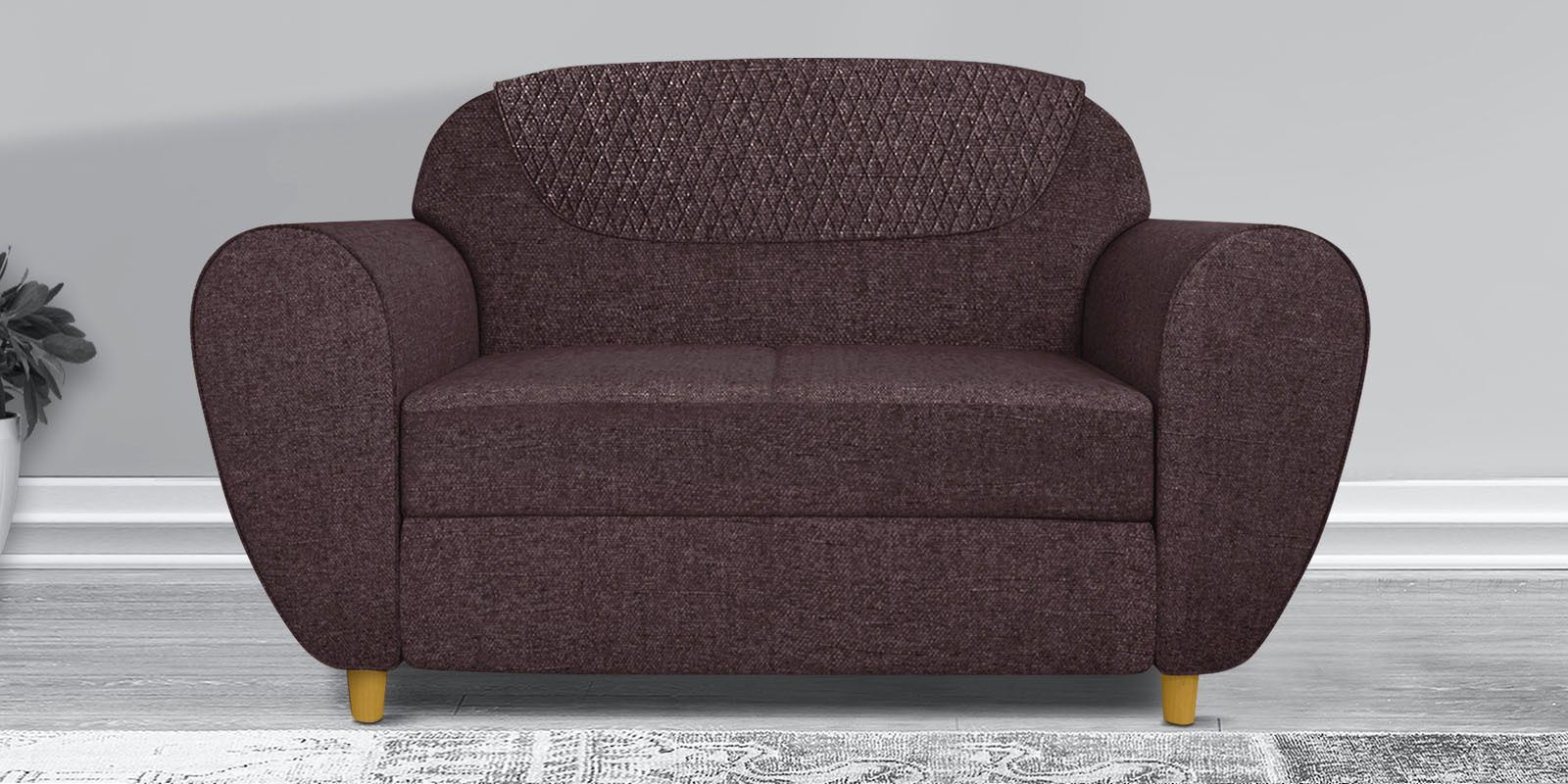 Petal 2 Seater Sofa in Plum Purple Colour