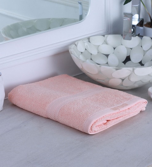 Pink Solid 370 GSM Cotton Bath Towel