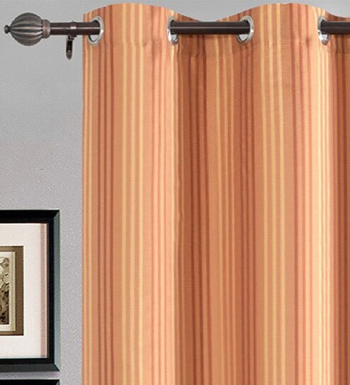 Buy Peach Polyester 5x3 8 Feet Window Curtain By Deco Window