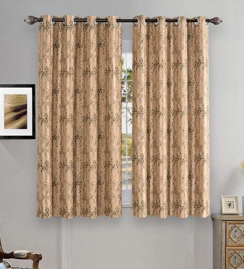 Buy Peach Polyester Abstract Pattern Window Curtain By Deco Window