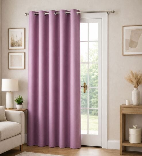 Peach Velvet Solid 7 Feet Blackout Door Curtain
