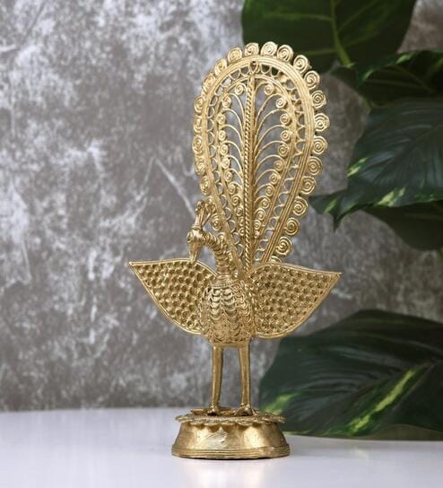 Peacock Gold Brass Showpiece