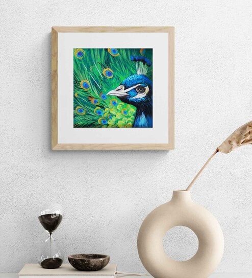Peacock Handmade Acrylic Paint On Canvas Unframed