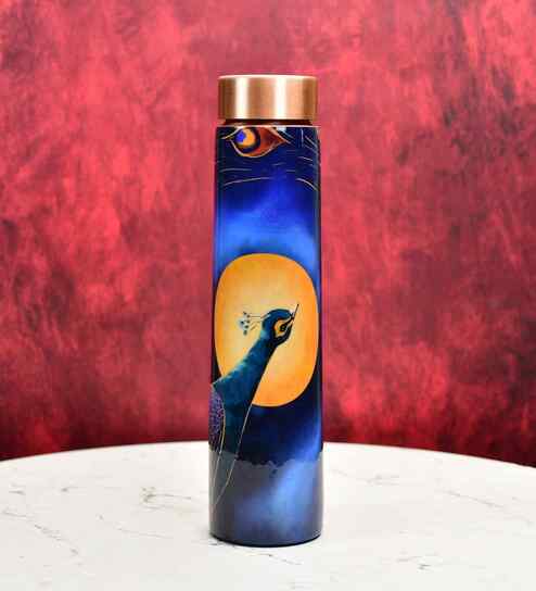 Peacock Moonlit Copper Bottle