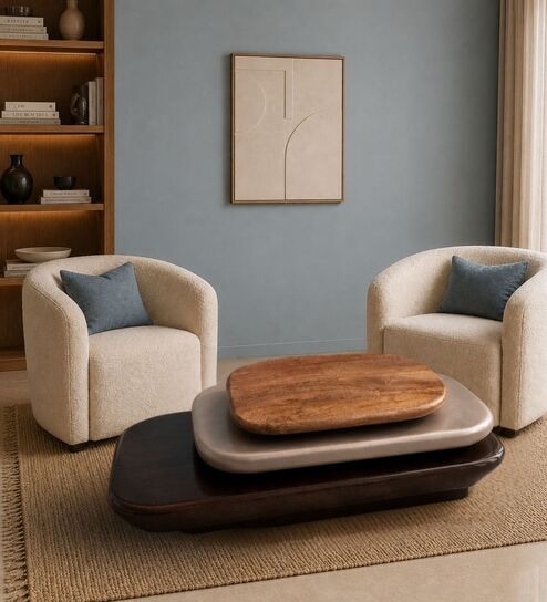 Pebble Rotating 3-Tier Centre Table In Teak Finish