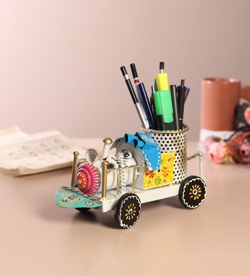 (1Pc) Multicolor Metal Train-Shaped Pen & Pencil Holder