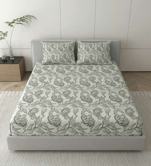 Pencil Metro 186 TC Cotton Double Bedsheet With 2 Pillow Covers