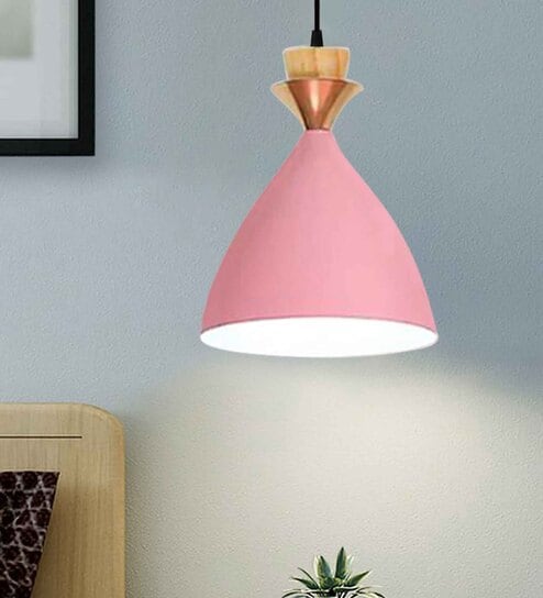 Pendant Lamp Shade for Kitchen Island, Color Metal Minimal Pot Pendant Light Shades, Nordic Style for Bedroom, Living Room, Macaron, Pink
