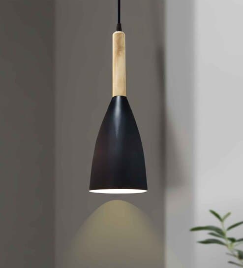 Pendant Lamp Shade for Kitchen Island, Color Metal Minimal Pot Pendant Light Shades, Nordic Wood Bedroom, Living Room, Bottle Guard, Black