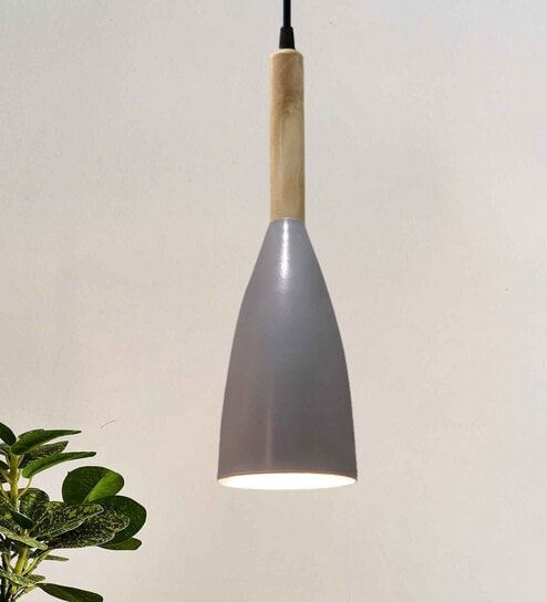 Pendant Lamp Shade for Kitchen Island, Color Metal Minimal Pot Pendant Light Shades, Nordic Wood Bedroom, Living Room, Bottle Guard, Gray