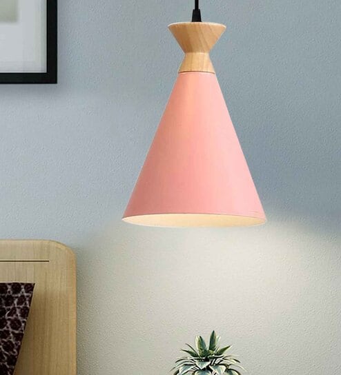 Minimal Pot Metal Pendant Lamp With Light Shade (Pink)