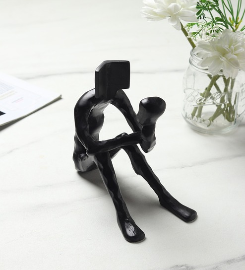 Black Aluminium Pensive Reader In Black Decorative-image-19