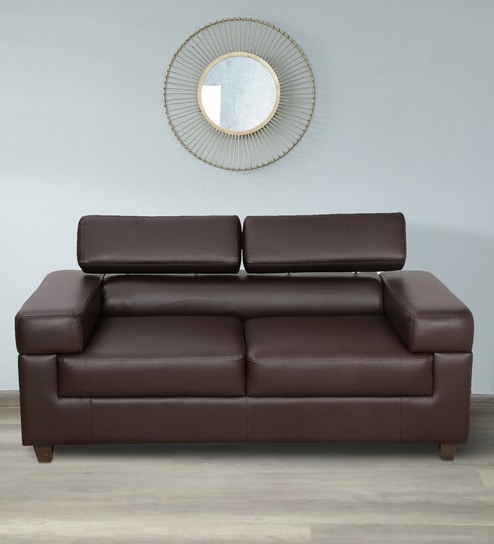 Penza Leatherette 2 Seater Sofa In Dark Brown Colour