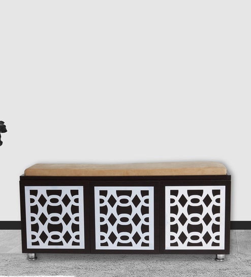 Pepper Shoe Rack with Seating in Wenge Finish