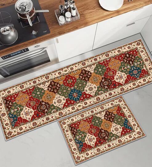 Persian Kitchen Rugs and Mats Set of 2