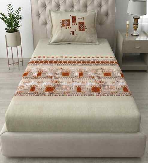 Persian Red Spring Glory Cotton186 TC Single Bedsheet With 1 Pillow Cover
