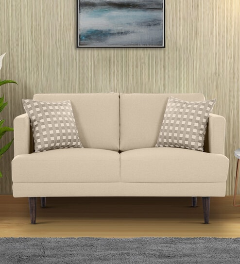 Pescara Velvet 2 Seater Sofa in Beige Colour