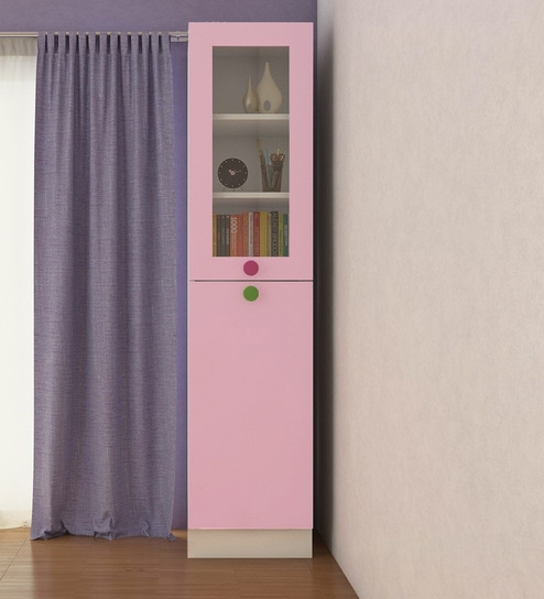 Petite Kids 1 Door Wardrobe in English Pink Finish