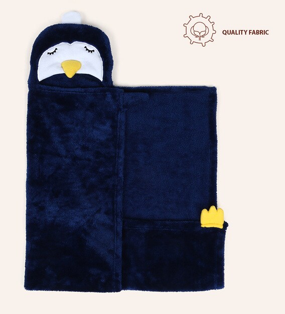Buy Penguin Hooded Baby Blanket in Blue by Bacati Online Crib