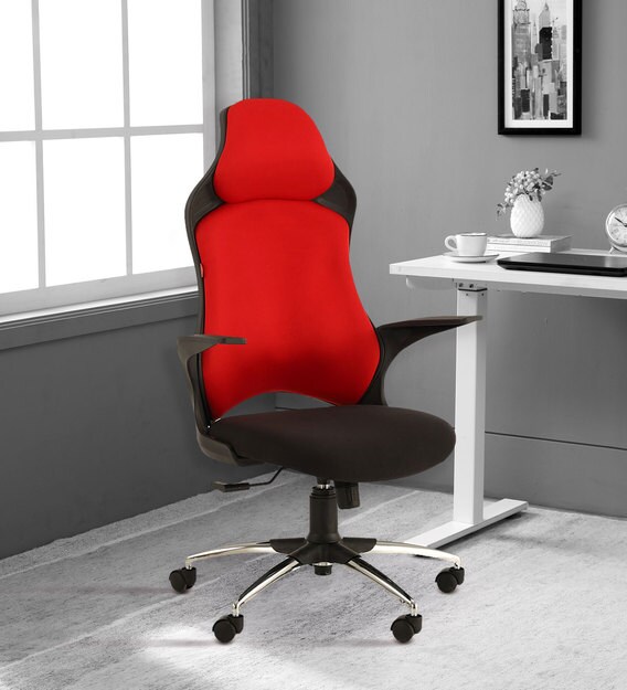 Buy Percept Office Chair In Red Black By Durian Online High Back Ergonomic Chairs Chairs Furniture Pepperfry Product