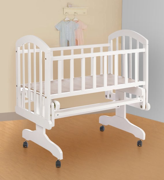 Buy Perge Solid Wood Baby Cot In White Colour By Babycenter Online Cribs Cribs Kids Furniture Pepperfry Product