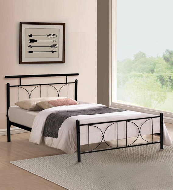 Buy Metallika Perth Single Bed in Black Finish by Furniturekraft Online