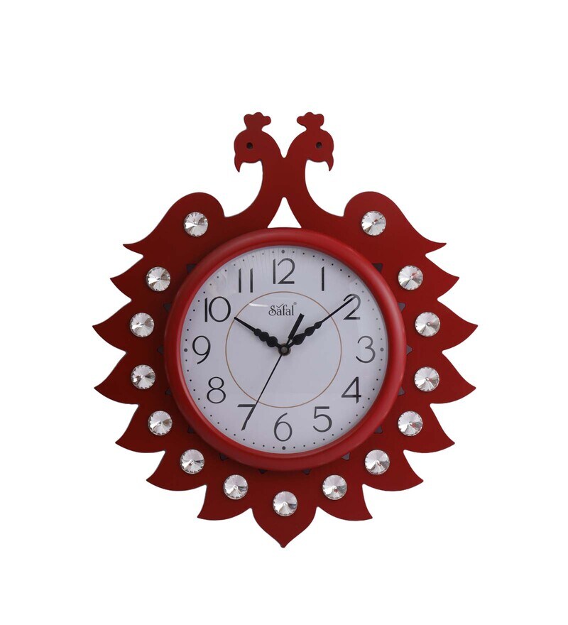Buy Peacock Designer Engineered Wood Wall Clock By Safal Quartz Online
