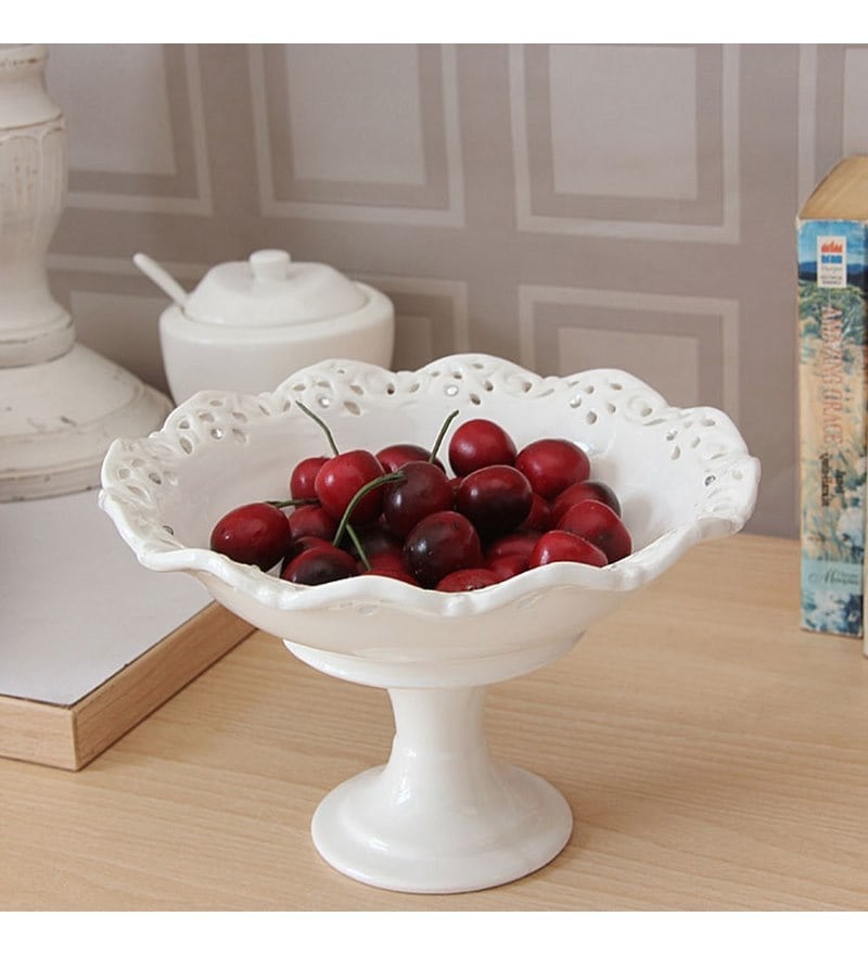 ceramic fruit bowl with stand