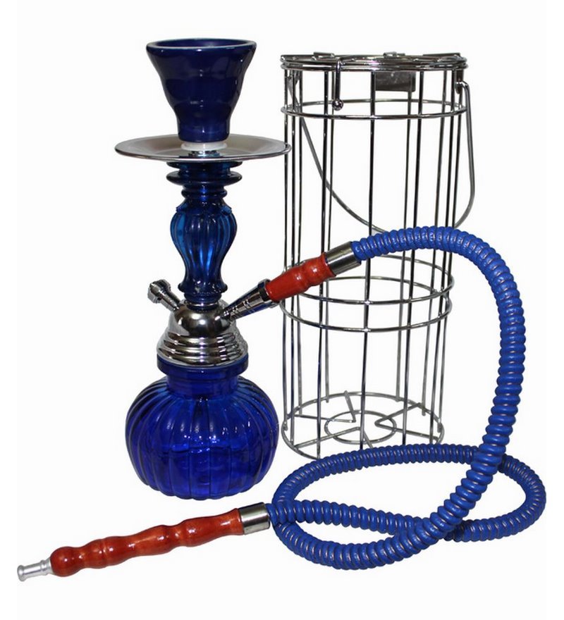 Buy Pegs'N'Pipes Blue Hookah Set With Stainless Steel Cage Online