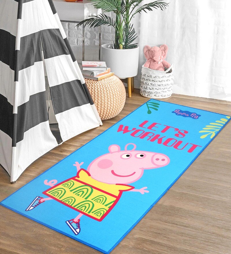 Buy Peppa Pig Workout Anti Slip Carpet in Blue by Saral Home Online