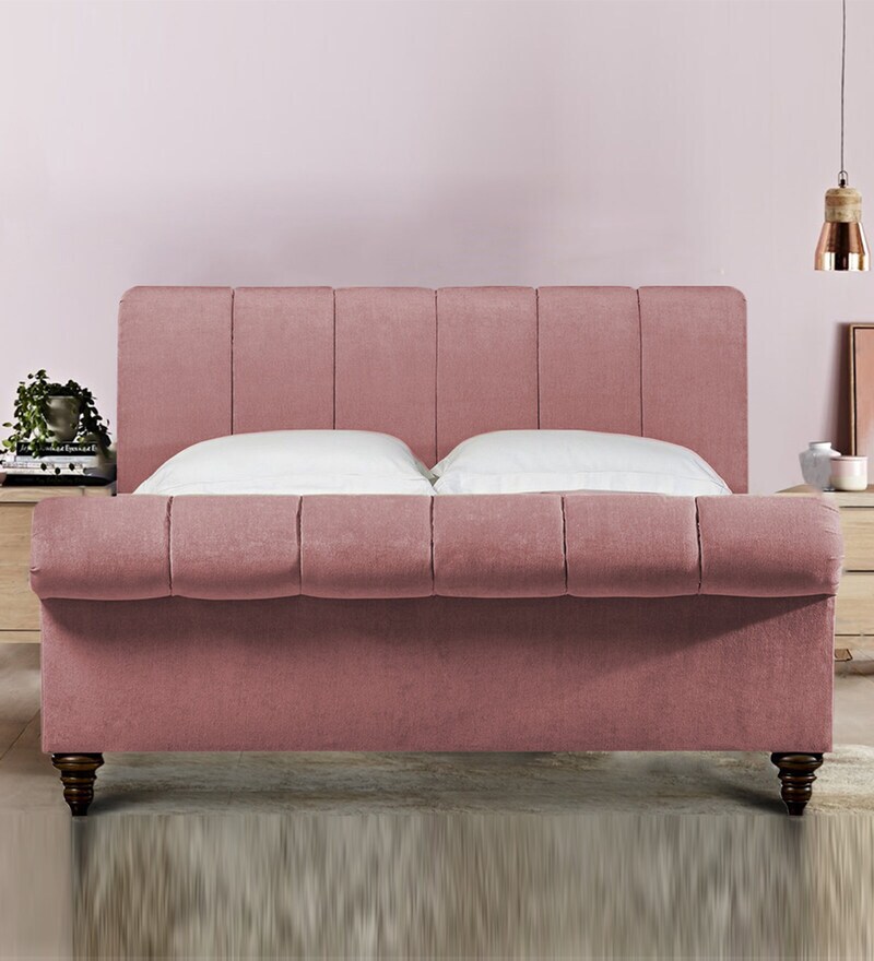 Buy Perfect Fabric Upholstered King Size Bed in Ba Colour by Dreamzz
